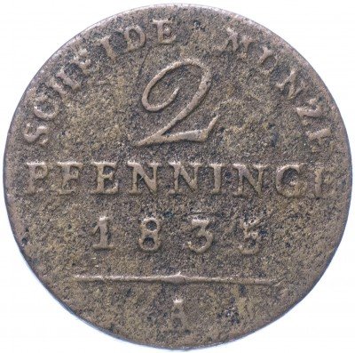 купить Пруссия 2 пфеннинга 1835 A