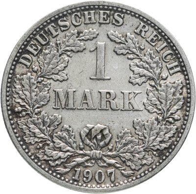 купить Германия 1 марка 1907, знак монетного двора: "F" - Штутгарт