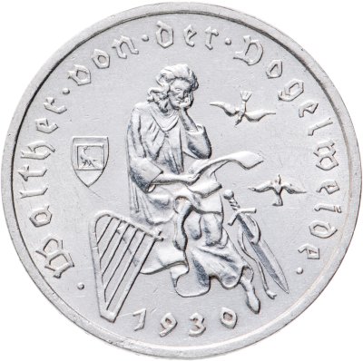 купить Германия 3 рейхсмарки (reichsmark) 1930 A 700 лет со дня смерти Вальтера фон дер Фогельвейде знак монетного двора "A" — Берлин