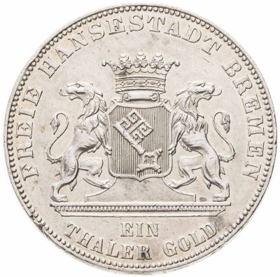 купить Бремен 1 талер (thaler) 1863 50 лет освобождения Германии
