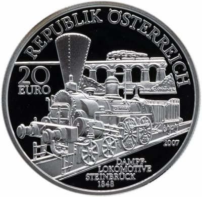 купить Австрия 20 евро 2007 "Южная дорога ", в футляре с сертификатом