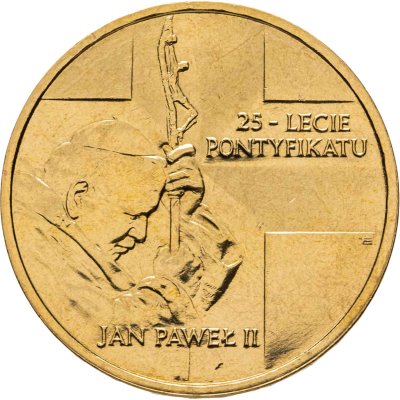 купить Польша 2 злотых (zlote) 2003 "25 лет Понтификата Иоанна Павла II"