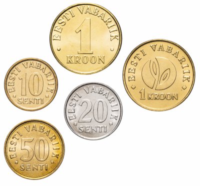 купить Эстония 5 монет 2007-2010 (полный набор монет в обращении)