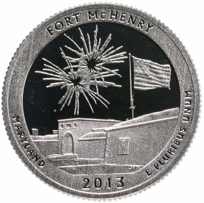 купить США 25 центов (квотер, 1/4 доллара, quarter dollar) 2013 S Национальный памятник Форт Мак-Генри знак монетного двора: "S" - Сан-Франциско