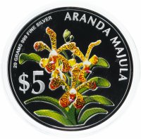 Купить Сингапур 5 долларов (dollars) 2006 "Орхидеи- Aranda Majula" (с сертификатом)