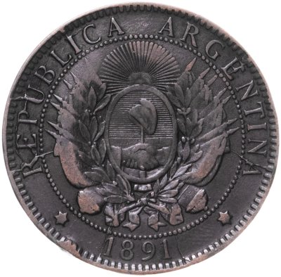 купить Аргентина 2 сентаво (centavos) 1891