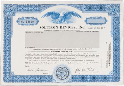 купить США Акция SOLITRON DEVICES INC 1959