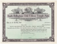 купить Акция США South Bellingham Odd Fellows Temple Assn. 1950 г. ( Чистый бланк)