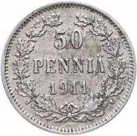купить 50 пенни (pennia) 1911 L, монета для Финляндии