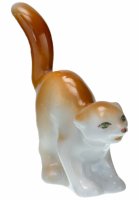 Купить Статуэтка "Кот - озорник", фарфор, роспись, автор М.Моцак, Полонский ЗХК, СССР, 1973 -1990 гг.