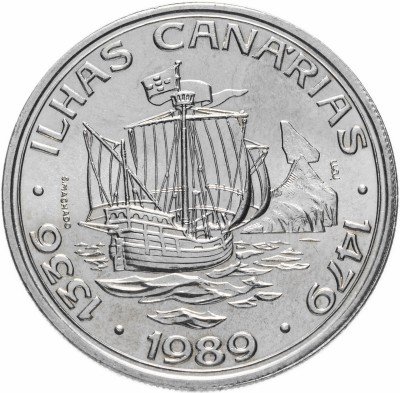 купить Португалия 100 эскудо (escudos) 1989 "Золотой век открытий - Открытие Канарских островов"
