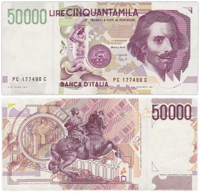 купить Италия 50000 лир 1992 (Pick 116b)