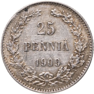 купить 25 пенни 1909 L, монета для Финляндии