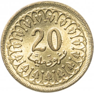 купить Тунис 20 миллимов (milliemes) 1960