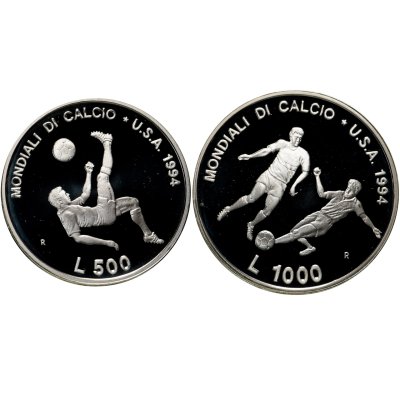 купить Сан-Марино набор 500 и 1000 лир (lire) 1994 "Чемпионат мира по футболу 1994"