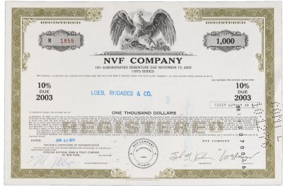купить США Акция NVF COMPANY 1974