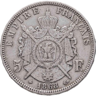 купить Франция 5 франков (francs) 1868 Наполеон III