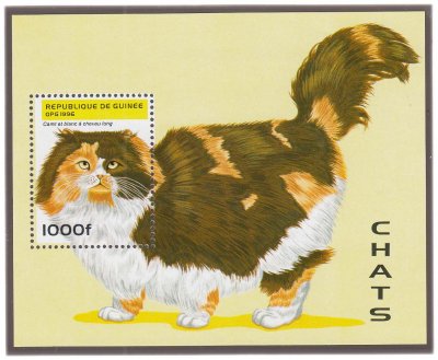 купить Гвинея 1000 франков 1996 "Кошки мира. Породы кошек. Персидская", почтовый блок