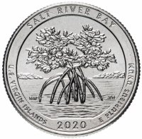 Купить США 1/4 доллара (25 центов, квотер) 2020 D — "Национальный исторический парк и экологический заповедник Бухта Солёной реки" (53-й парк)