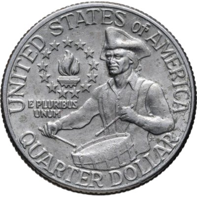 купить США 25 центов (квотер, 1/4 доллара, quarter dollar) 1976 D 200 лет независимости США (барабанщик) знак монетного двора "D" - Денвер