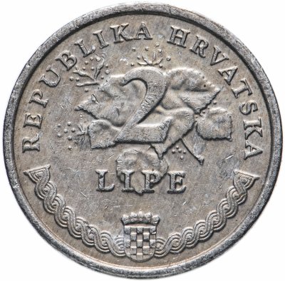 купить Хорватия 2 липы (lipa) 1993-2009 надпись на хорватском, случайная дата