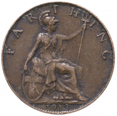 купить Великобритания 1 фартинг (farthing) 1913