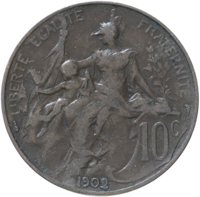 купить Франция 10 сантимов (centimes) 1902
