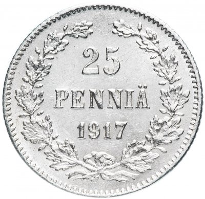 купить 25 пенни 1917 S гербовый орёл без корон монета для Финляндии