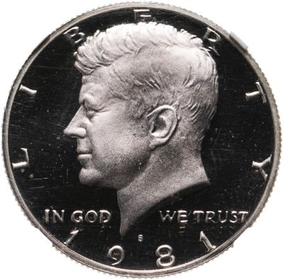 купить США 50 центов (1/2 доллара, half dollar) 1981 "Kennedy Half Dollar (Кеннеди)" в слабе NGC PF67
