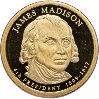 купить США 1 доллар (dollar) 2007 S Proof "Джеймс Мэдисон (4-й президент США)" знак монетного двора "S" - Сан-Франциско