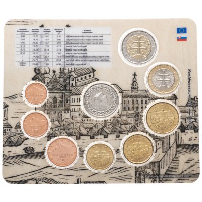 купить Словакия, годовой набор из 8 разменных монет ЕВРО 2012 г. + жетон, в сувенирном буклете