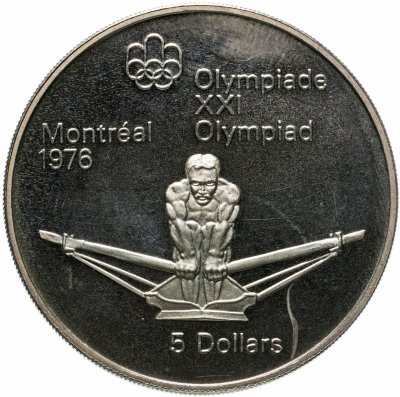 купить Канада 5 долларов (dollars) 1974 "XXI летние Олимпийские Игры, Монреаль 1976 - Гребля"