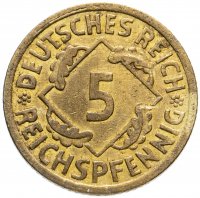 купить Германия 5 рейхспфеннигов (reichspfennig) 1924-1936 Е