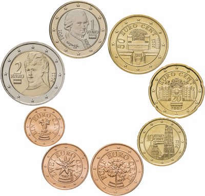 купить Австрия полный годовой набор евро для обращения 2002 (8 штук, UNC)