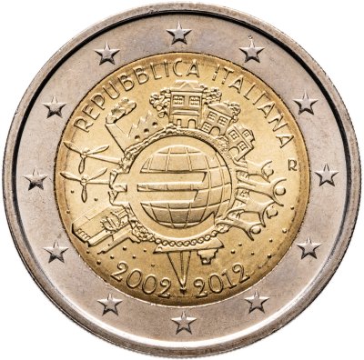 купить Италия 2 евро (euro) 2012 "10 лет наличному обращению евро"