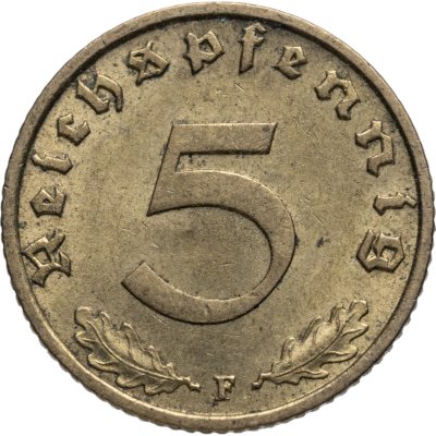 купить Германия (Третий Рейх) 5 рейхспфеннигов 1938 "F"