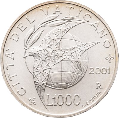 купить Ватикан 1000 лир (lire) 2001 "Мир"