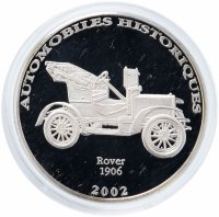 Купить Демократическая Республика Конго 10 франков 2002 "Автомобили истории - Rover 1906" в капсуле