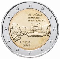 Купить Мальта 2 евро 2019 "Доисторические места Мальты - Храмы Та' Хаджрат"