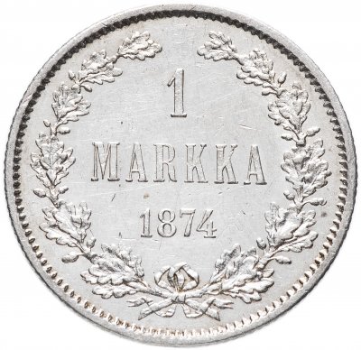 купить 1 марка (markka) 1874 S, монета для Финляндии