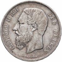 Купить Бельгия 5 франков (francs) 1869