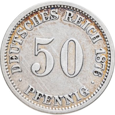 купить Германия 50 пфеннигов (pfennig) 1876, знак монетного двора: "A" - Берлин