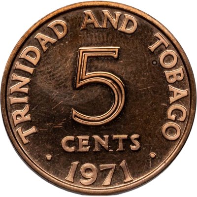купить США Тринидад и Тобаго, 5 центов (cents) 1971 FM знак монетного двора "FM" — The Franklin Mint