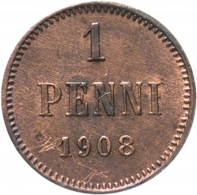 купить 1 пенни (penny) 1908, монета для Финляндии