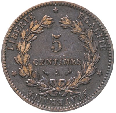 купить Франция 5 сантимов (centimes) 1897