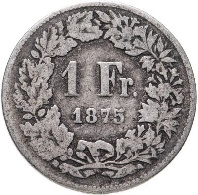 купить Швейцария 1 франк (franc) 1875
