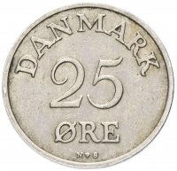Купить Дания 25 эре случайный год (1948-1960)