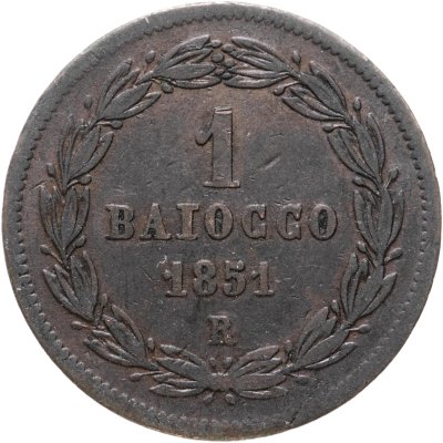 купить Папская область 1 байокко (baiocco) 1851