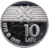 Купить Латвия 10 лат 1993 "75 лет Латвийской республике"