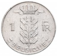 Купить Бельгия 1 франк 1952- 1980гг. Надпись на французском - 'BELGIQUE'